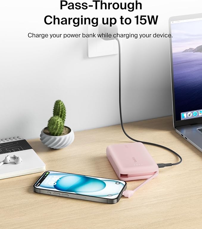 Belkin 10000mAh 20W USB C Power Bank, Portable Charger for iPhone & iPad | Fast Charging, Integrated USB C Cable, Eatra USB C Port, iPhone 17, iPad, Samsung Galaxy S26, Charge 2 Devices - Image 11