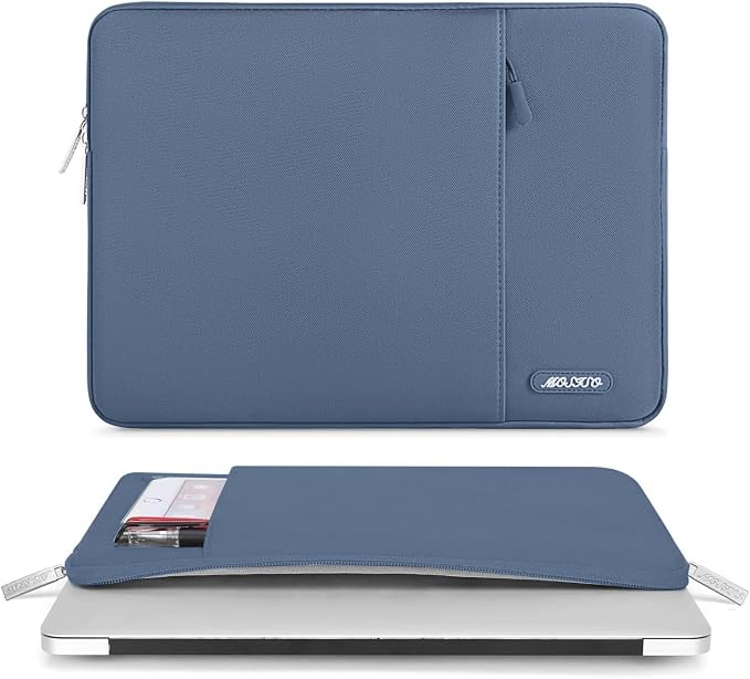 MOSISO Laptop Case 13.3 inch, 13-13.3 inch Laptop Sleeve Bag with Pocket | Compatible with MacBook Air/Pro 13/Pro 14 M5 M4 M3 M2 M1, HP Dell ASUS Lenovo, Polyester Vertical Computer Bag, Steel Blue - Image 3