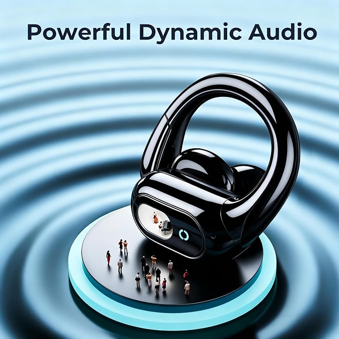 occiam Active Noise Cancelling Earbuds Wireless Bluetooth Headphones Ear Buds 90Hrs Playback Stereo Bass Earphones with Mic Over-Ear Hooks IPX7 Waterproof Headset for Work Sports (Glossy Black) | Ear Buds 90Hrs Playback Stereo Bass Earphones with Mic O... - Image 4