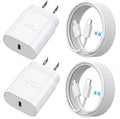 TT&C 2-Pack 25W USB C Fast Charger with 6FT Long Cable (White) | PD 3.0 Fast Charging Adapter Wall Plug Compatible with Samsung Galaxy S26, S25, S24, S23, S22 & iPhone 17/16/15 Pro Max by TTC
