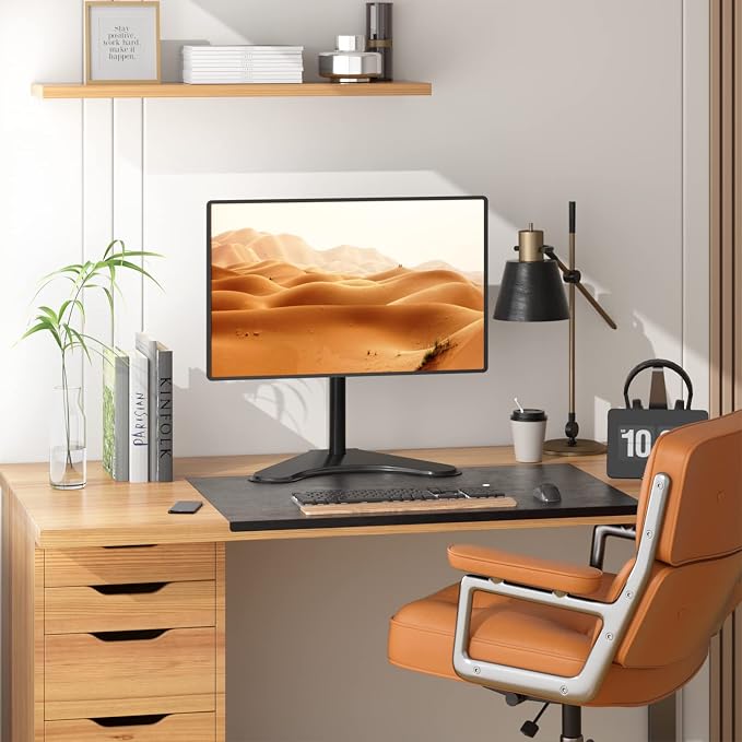 WALI Freestanding Vesa Monitor Stand for 13-32 inch Screens, up to 22 lbs | Single Monitor Stand for Desk, Full Motion with Height Adjustment, Tilt, Swivel, Rotation, VESA 75/100mm (MF001), Black - Image 2