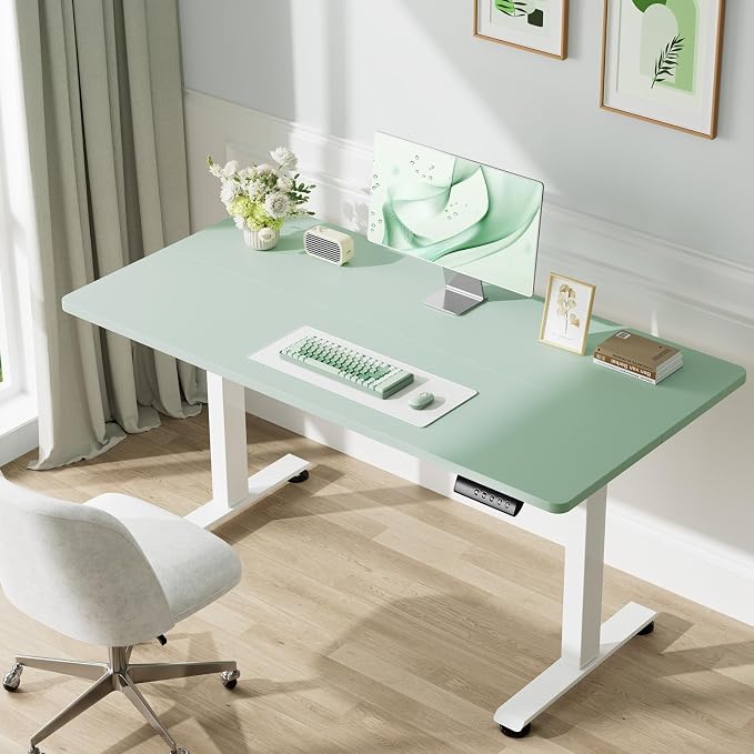 Veken 55 Inch Large Electric Standing Desk, Gaming Table, Green | Height Adjustable Sit Stand Up Computer Tables for Home Office, Study , Writing, Suit students, employees and group work - Image 3