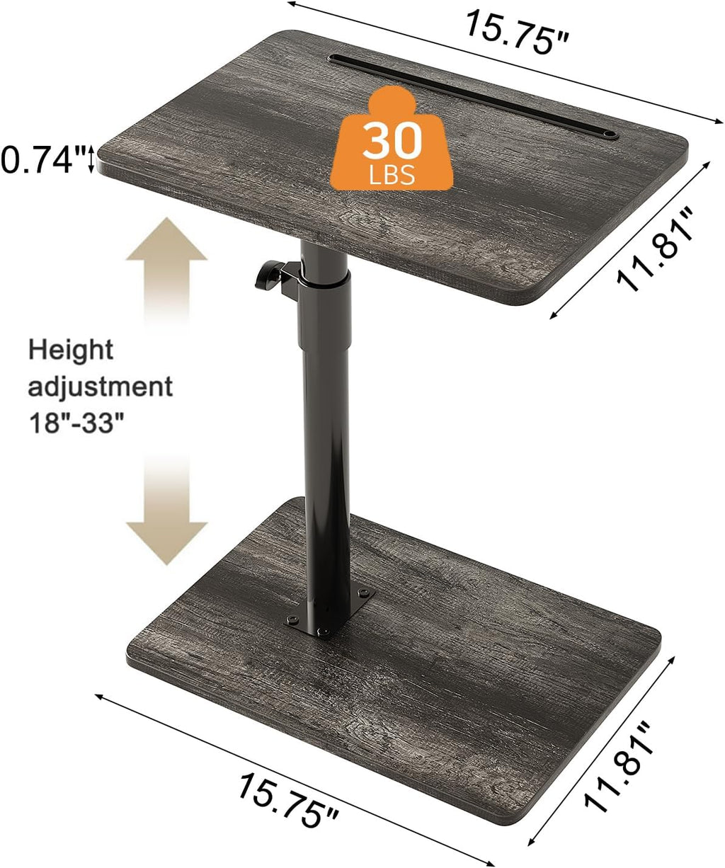 CAIYUN C Shaped Side Table, Height Adjustable Swivel 360° Rotating, Bend Table for Small Spaces, Sofa Side Table with Metal Frame for Living Room, Bedroom, Grey Oak - Image 3