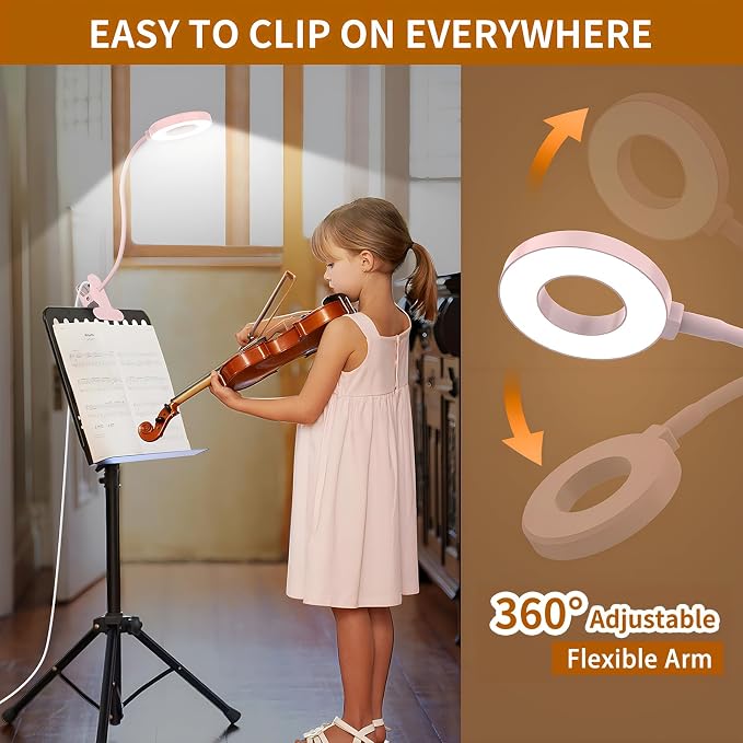 iZELL Desk Lamp, [3 Color Modes & 10 Brightness] LED Reading Light with Clamp, Silicone Flexible Arm Book Light for Kids Reading Book in Bed at Night Clip on Table, Headboard, Dorm - 15.8‘’ Pink - Image 5