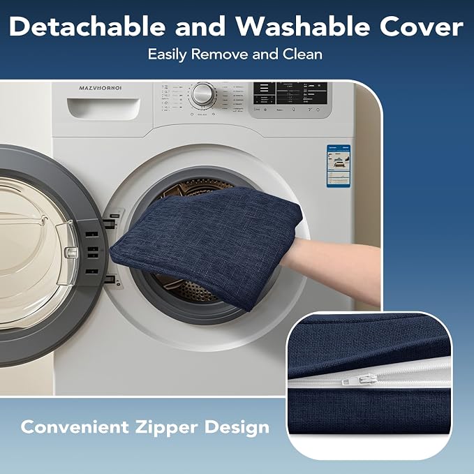Chair Cushions for Dining Chairs, Non Slip Chair Pads with Ties and Washable Covers, Memory Foam Kitchen Chair Cushions Set of 6, 16"X16"X2.5", Navy - Image 4