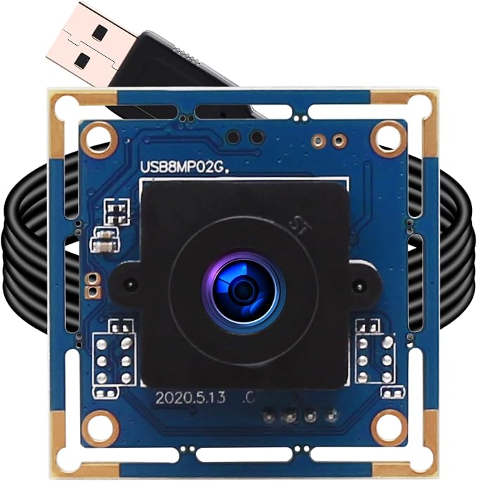 ELP 8MP USB Camera Module 2448p Webcam Board 2.1mm Wide Angle Lens 8MP HD Industrial Laptop USB Camera for Windows/Linux/Android/macOS by ELP