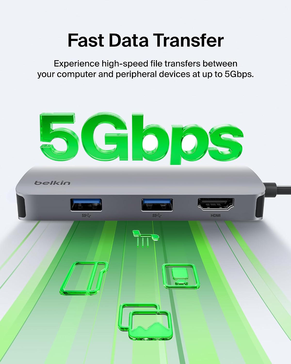 Belkin USB-C Hub 5 in 1 4K HDMI, 2 USB-A, SD & MicroSD - Image 4