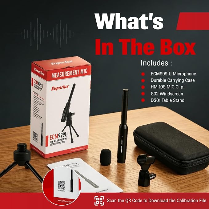 Superlux ECM999U USB-C Measurement Microphone, 24-Bit/48kHz, 10Hz–20kHz | For engineers and educators measuring rooms or speakers; USB-C plug-and-play, 24-bit/48kHz capture and 10Hz–20kHz response - Image 7