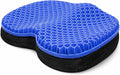 Blue Gel TPU Seat Cushion — Contoured Honeycomb Cooling Gel Cushion for Long Sitting, Pressure Relief for Tailbone & Sciatica, Non-Slip Washable Cover — 15.35 x 12.6 in by ComforTec