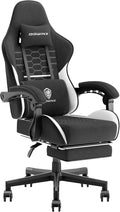 Dowinx Gaming Chair Fabric with Pocket Spring Cushion, Massage Game Chair Cloth with Headrest, Ergonomic Computer Chair with Footrest 290LBS, Black White by Dowinx