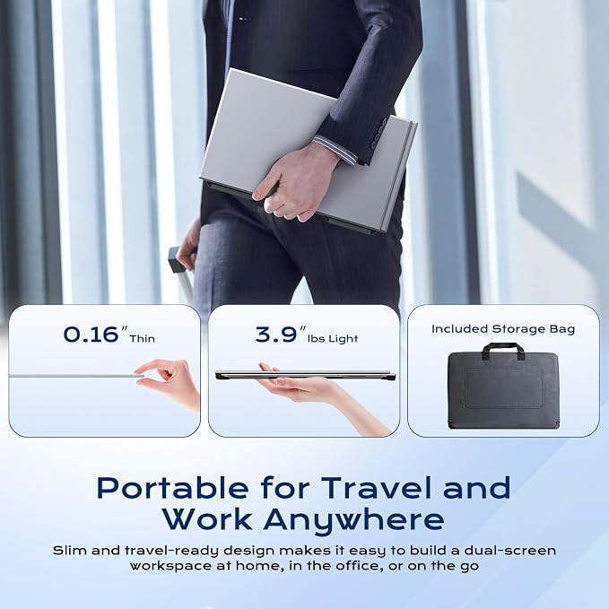 15.6" Laptop Screen Extender, Dual 1080P FHD IPS Portable Monitor for 13-17.3" Laptops, Plug and Play Triple Screen with USB-C HDMI, 300 Nits, 100% sRGB, Built-in Speakers for Work, Travel, Gaming - Image 5