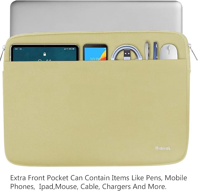 Laptop Case Sleeve 15.6 inch, Shockproof Protective Notebook Bag with Accessory Pocket, Briefcase Carrying Laptop Sleeve for 15.6" HP, ASUS, Dell, Lenovo, Acer -Off White - Image 2