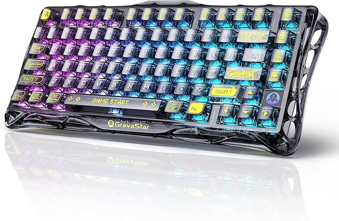 GravaStar Mercury K1 Lite 75% Wireless Mechanical Gaming Keyboard RGB | Gasket Mount, Hot Swappable Linear Switches, Creamy Sound Keyboard, 2.4GHz/USB-C/Bluetooth 5.0, for Win/Mac by GravaStar