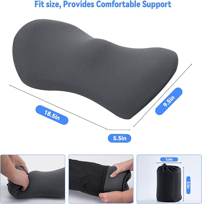 Lumbar Support Pillow for Office Chair and Car Seat, Lumbar Pillow with Adjustable Strap, Memory Foam Back Pillow for Lower Back Pain Relief, Back Support Pillow for Sitting, Driving, Traveling - Image 7