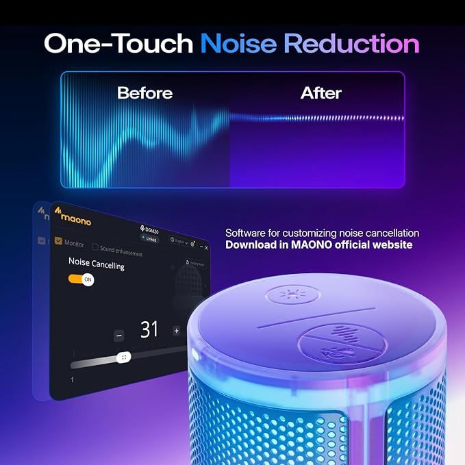 MAONO DGM20 USB Gaming Microphone for PC with Clear Voice & RGB Lighting | Noise Reduction, Tap-to-Mute, Gain Control and Plug & Play for Discord, Streaming, Podcasting, Chat and PS5/PS4 Gaming - Image 3