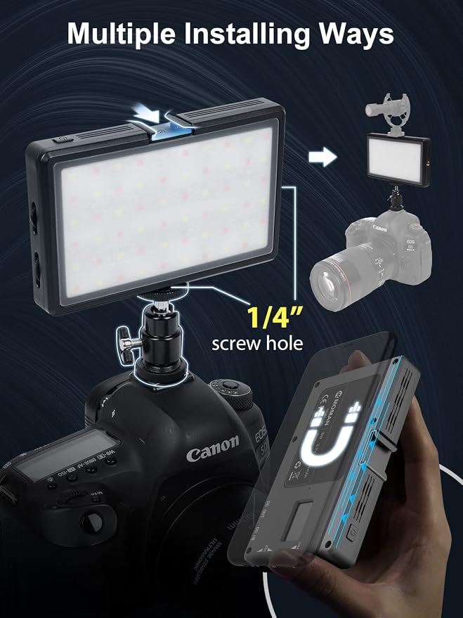 LED Video Light, Moman Camera Light for Photography, Portable 5000mAh Video Recording Lights with Cold Shoe, Mini Light CRI 98+ Dimmable 2500-9000K Video Lighting, On-Camera-LED-Video-Light - Image 5