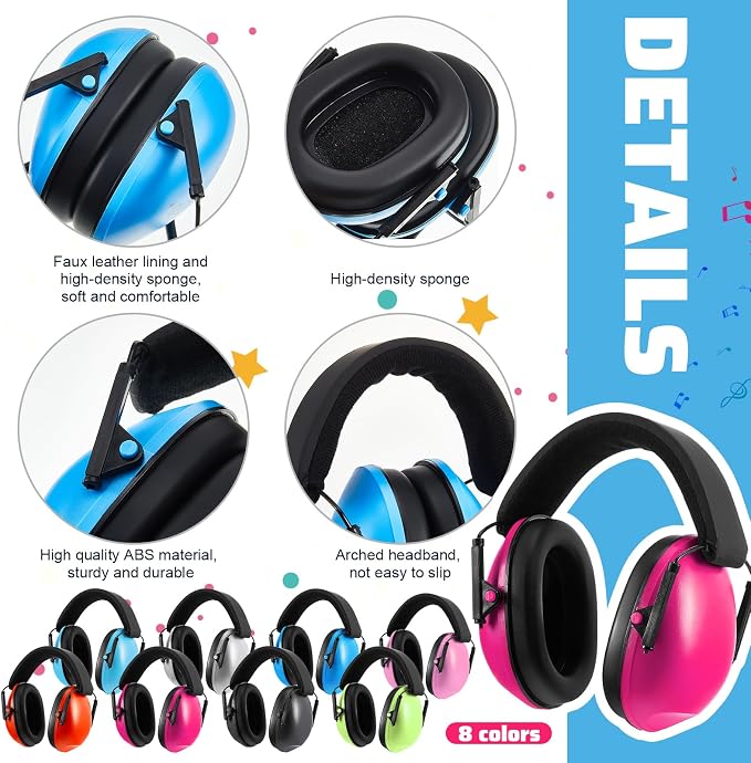 36 Pcs Kids Ear Protection Noise Cancelling Headphones Noise Reduction Ear Muffs 27dB Hearing Protection (8 Colors) - Image 3