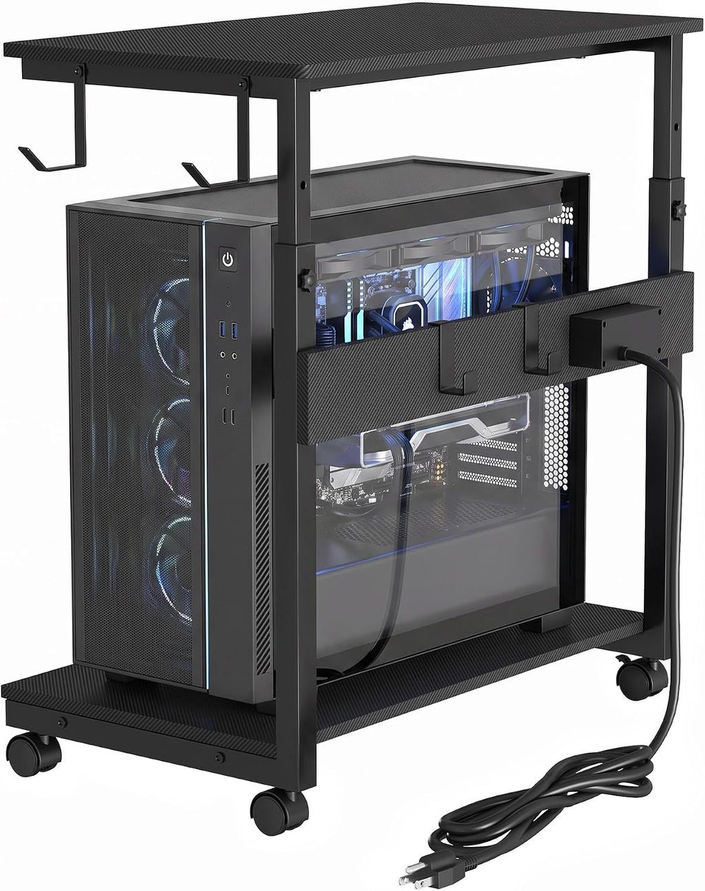 Garvee Adjustable Computer Tower Stand with Charging Station, 23"-33.5" PC Cart for Gaming Setups by Garvee