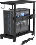 Garvee Adjustable Computer Tower Stand with Charging Station, 23"-33.5" PC Cart for Gaming Setups by Garvee