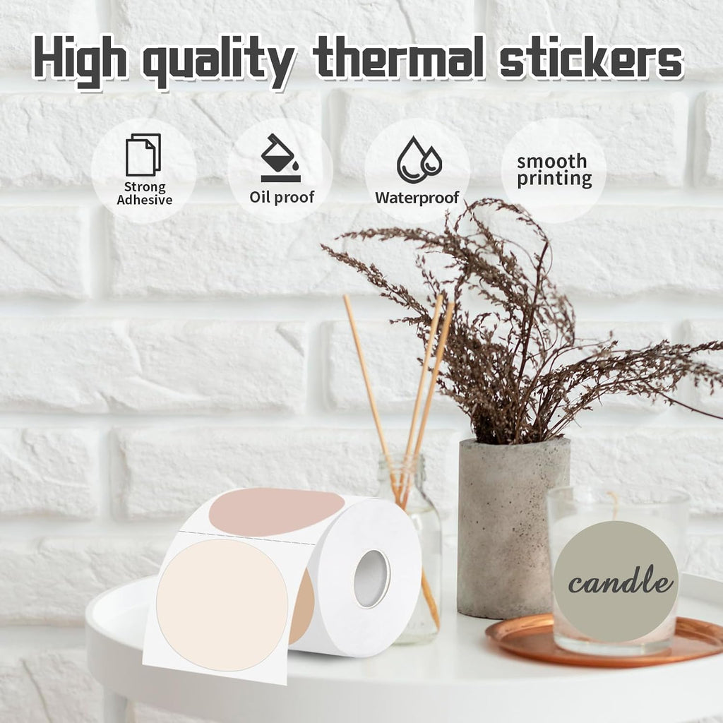 3 Inch Thermal Label,Morandi Round Thermal Printer Label,Waterproof Thermal Stickers for DIY Logo Design,Name Tag,Thanks Card 300 Labels/Roll (Morandi) - Image 4