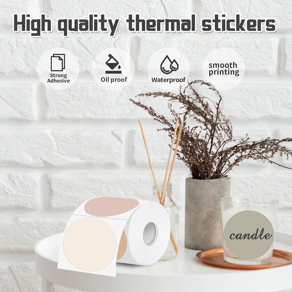 3 Inch Thermal Label,Morandi Round Thermal Printer Label,Waterproof Thermal Stickers for DIY Logo Design,Name Tag,Thanks Card 300 Labels/Roll (Morandi) - Image 4