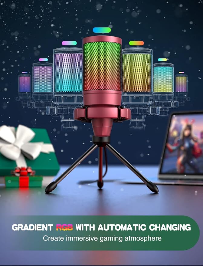 FIFINE AmpliGame A6VR USB Gaming Microphone Condenser RGB Mic for Streaming | RGB Indicator, Gain Control, Quick Mute, Tripod Stand, Pop Filter, Shock Mount, for PC/PS5 Discord Twitch Podcasts YouTube - Image 4