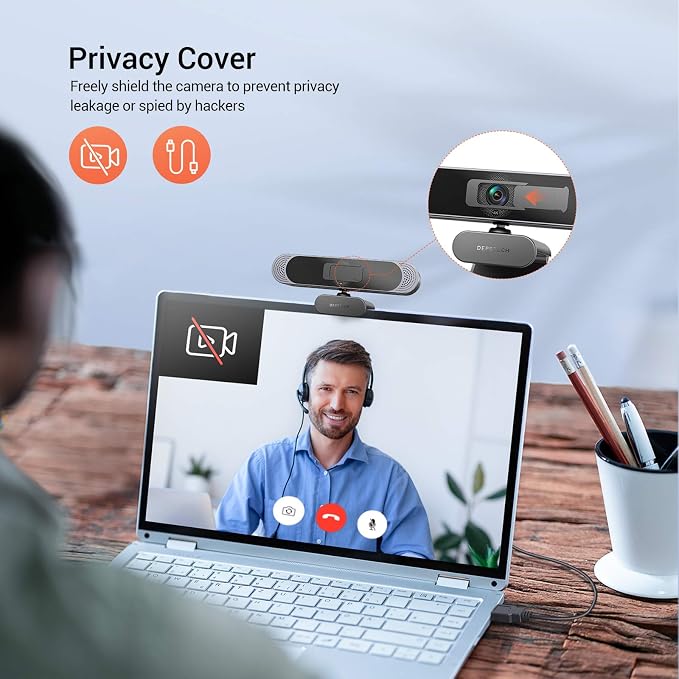 DEPSTECH 4K Webcam, DW49 HD 8MP Equipped with Sony Sensor Autofocus Webcam with Microphone, Privacy Cover, Plug Play USB Computer Web Camera for Pro Streaming/Online Teaching/Video Calling/Zoom/Skype | Privacy Cover, Plug Play USB Computer Web Camera f... - Image 6