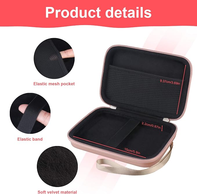 Canboc Carrying Case for MacBook Air Pro Charger MagSafe/MagSafe 2 Power Adapter, iPhone 16/16 Pro MagSafe Charger, USB C Hub, Type C Hub, USB Multiport Adapter, Hard Bag, Rose Gold+Black - Image 4