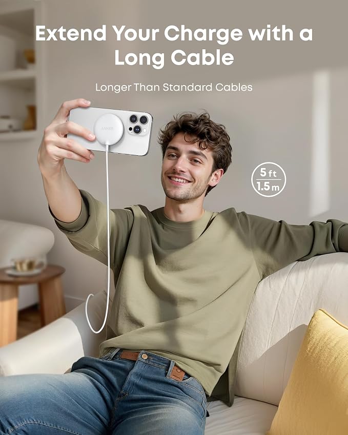 Anker Zolo MagSafe-Compatible Wireless Charger with Qi2 15W Fast Charging | Qi2-Certified Charging Pad for iPhone 17 - 12 Series, AirPods, and More (Adapter Not Included, Not for Pixel) - Image 3