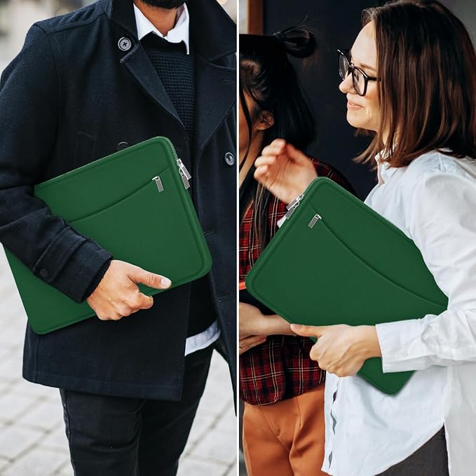 Laptop Case 15.6 inch, Shockproof Protective Laptop Cover Briefcase Carrying Computer Bag with Accessory Pocket, Portable Computer Sleeve Compatible with MacBook, HP, Dell, Lenovo, Asus, Green - Image 7