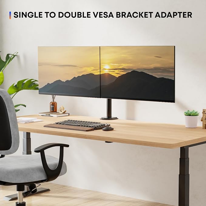 PUTORSEN Dual Monitor Wall Mount, Horizontal Assembly Mount for 2 Monitor Screens up to 27 inches,Max. 10kg, VESA 75x75/100x100mm - Image 6