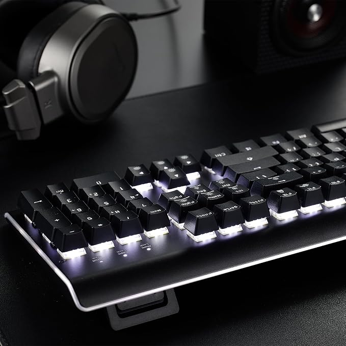 Hexgears GK735 Mechanical Gaming Keyboard Kailh Box White Switch 104 Keys ABS Keycaps Wired Gaming Keyboard with White LED Backlight, Ergonomic Design for Windows Laptop PC Mac (No Light Strip) - Image 5
