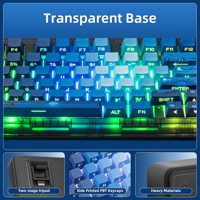 ZORNHER ZH980 Mechanical Keyboard,95% Blue Creamy Keyboard with Number Pad,Hot-Swappable Custom Gaming Keyboard,Shine Through Dye Sublimation PBT Keycaps,Creamy Sounding Linear Switches - Image 6