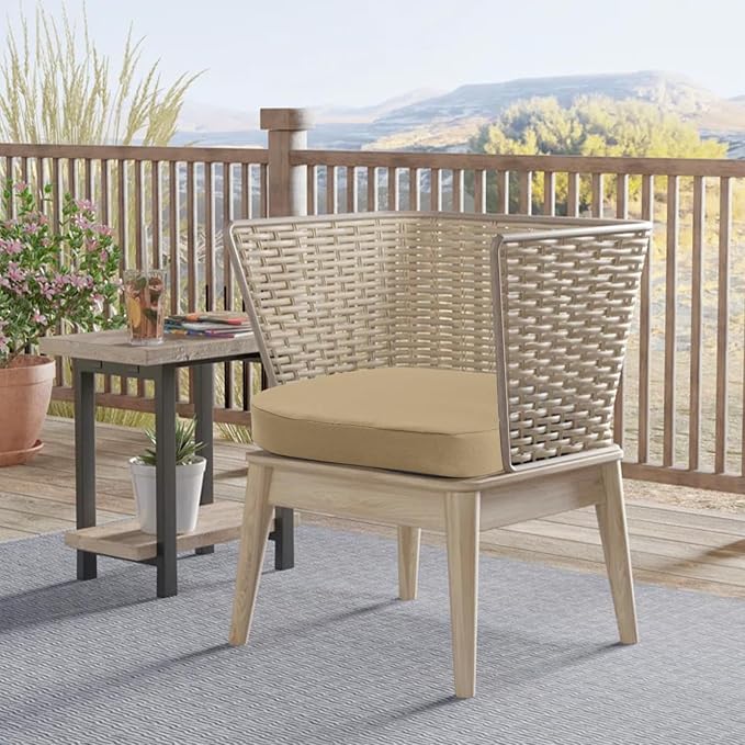 idee-home Outdoor Chair Cushions Set of 2, 19" x 19" D-Shaped | Thick Outdoor Seat Cushions Waterproof Patio Furniture with Ties Dining Pads - Image 6