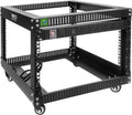 6U Server Rack with Wheels Open Frame Networking Rack+ PDU 8 Outlets Set Black by RIVECO