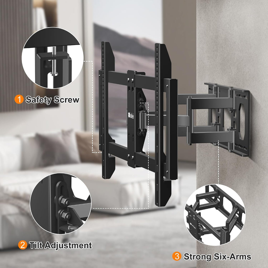 1.3" Ultra Slim Full Motion TV Wall Mount for 37"-90" Flat/Curved TV - Image 6