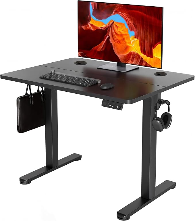 YDN 32 x 19 Inch Black Electric Standing Desk | Adjustable Height, Sit Stand, Cable Management, Ergonomic, Home Office by YDN