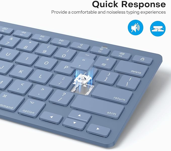 OMOTON Wireless Keyboard for Mac, Bluetooth Stable, No Numpad, Travel Size | macOS Hotkeys, AAA Battery Powered, Compact Portable for Coffee Shop Office, Ergonomic for MacBook Pro/Air/Neo/iMac, Blue - Image 7