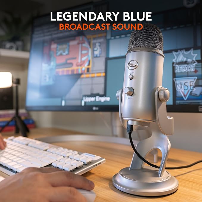 Logitech Creators Blue Yeti USB Microphone for PC, Mac, Gaming, Recording, Streaming, Podcasting, Studio and Computer Condenser Mic with Blue VO!CE Effects, 4 Pickup Patterns, Plug and Play - Silver | Mac, Gaming, Recording, Streaming, Podcasting, Stud... - Image 4