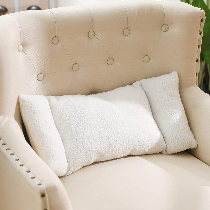 Queekay Fleece Lumbar Support Pillow 3 Section Back Pillow Office Chair for Back Support Comfortable Lumbar Cushion for Car Seat Pain Relief Sofa Rest(White) by Queekay