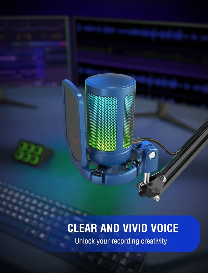 FIFINE AmpliGame A6VB USB Condenser Gaming Mic with RGB for PS5 Streaming | Quick Mute, Gain Control, Tripod Stand, Pop Filter, Cardioid Pickup, for PC/Mac Discord Twitch Podcasts YouTube - Image 6
