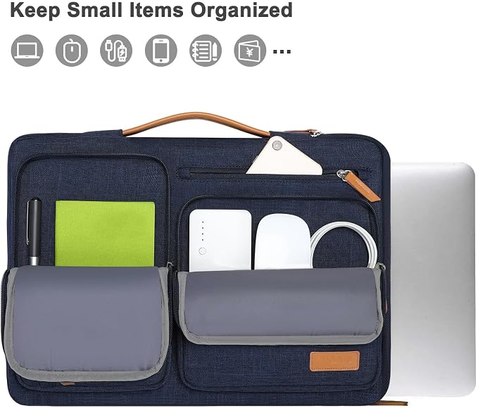 MOSISO 360 Protective Laptop Case 17.3 inch, 17-17.3 inch Laptop Sleeve | Compatible with Dell HP Lenovo Asus Acer Alienware, Side Open Carrying Case with 4 Zipper Pockets, Navy Blue - Image 2