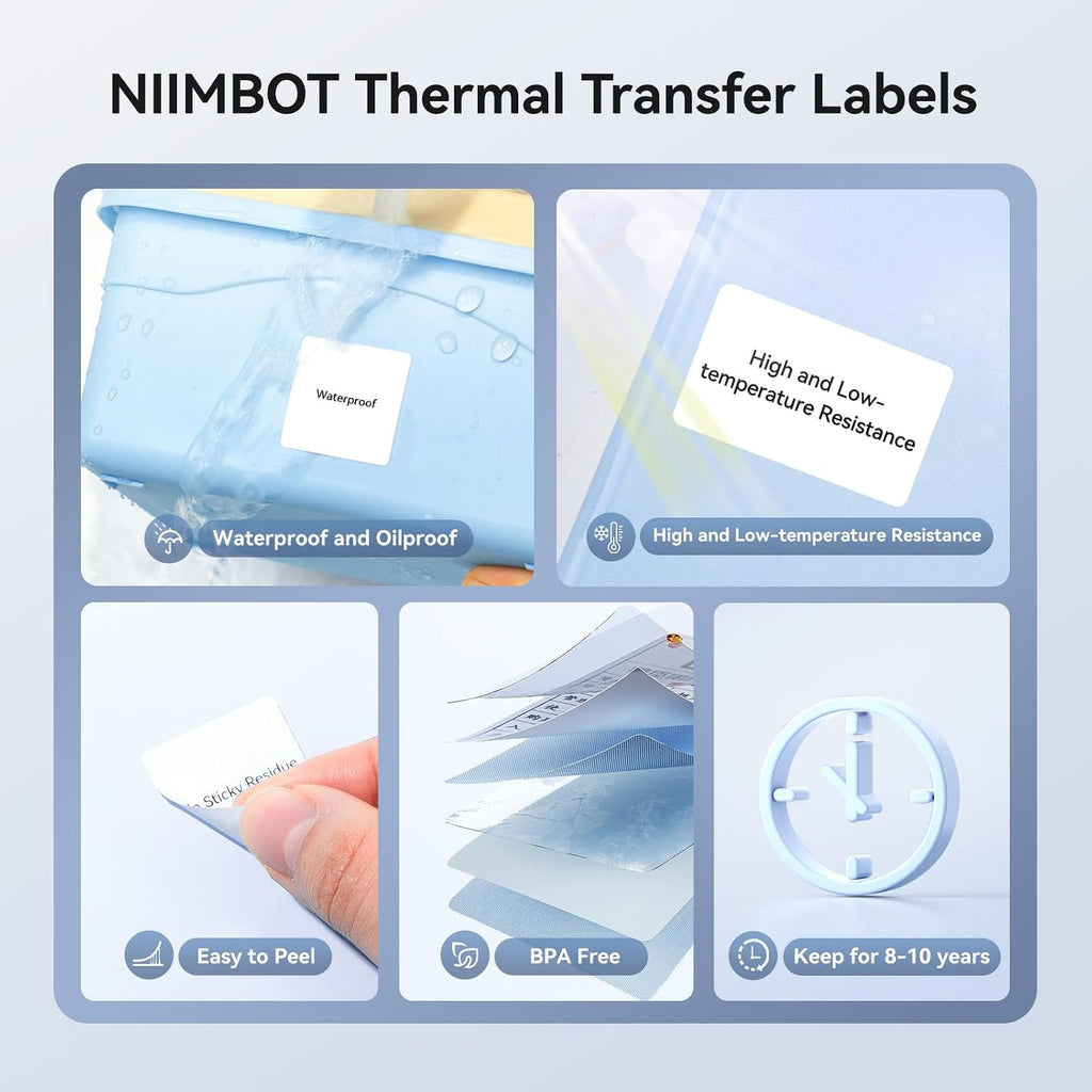 NIIMBOT M2/M3 Thermal Transfer Labels 1.97''x1.18'', for M2/M3 Label Maker, PET Material, Waterproof and High-Temperature Resistance, Long Storage Time, White Label Tape(50x30mm-225) (Pack of 2) - Image 3