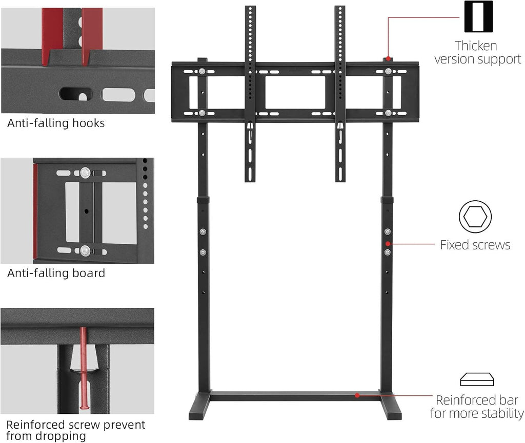 unho Against The Wall TV Stand Floor for 32-85 inch TVs No Drilling - Image 8