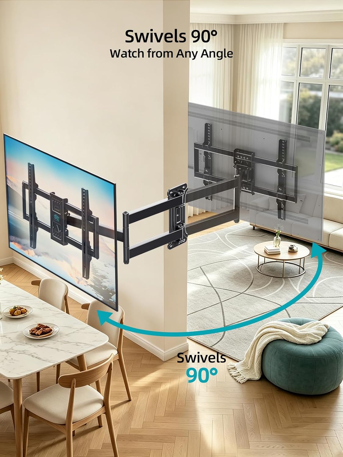 Corner TV Wall Mount Long Arm TV Wall Mount for 43-80 Inch TVs - Image 5
