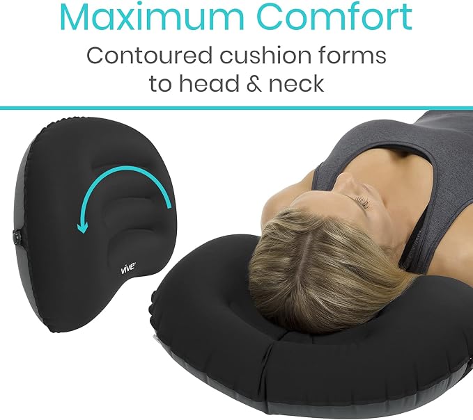 Vive Inflatable Lumbar Pillow - Cushion for Airplane Seat Travel Support - Lower Back Cushion for Car, Office Chair - Adjustable Firm Air Neck Pain, Sciatica Relief - Compact Portable Camping Headrest | Lower Back Cushion for Car, Office Chair - Adjust... - Image 3