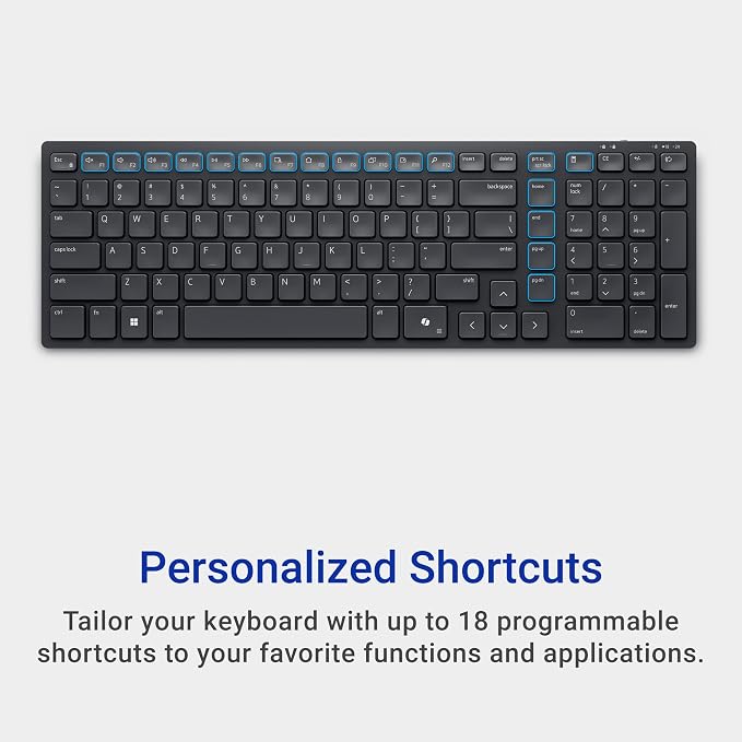 Dell KM555 Pro Compact Silent Keyboard and Mouse, Black | Bluetooth 5.1, 2.4 GHz, 4020 DPI Optical, USB Receiver, AAA Batteries, Black - Image 12