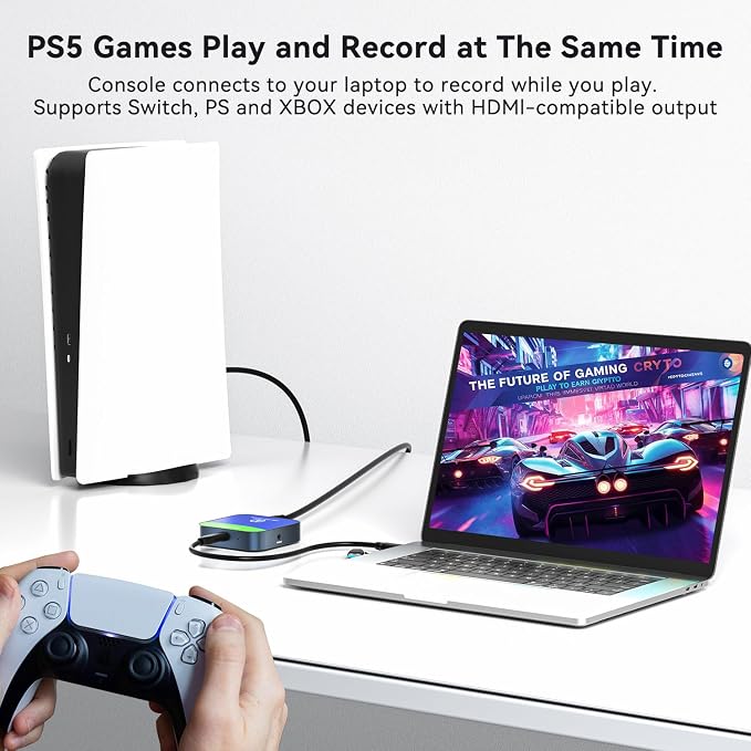 Capture Card for Nintendo Switch, 4K HDMI Capture, USB C 3.0 1080P 60FPS | Audio Video Recorder, low latency, streaming accessories, USB capture card for streaming/gaming, for PS5/Xbox/OBS/Camera/PC - Image 4