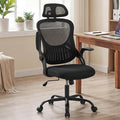 Ergonomic Desk Chair Comfy, Mesh Office Chair, for Home Office | Adjustable Headrests, Flip-up Arms, Breathable Mesh High-Back, Swivel Wheels, for Adults, Black by HAPPYMONTLLC