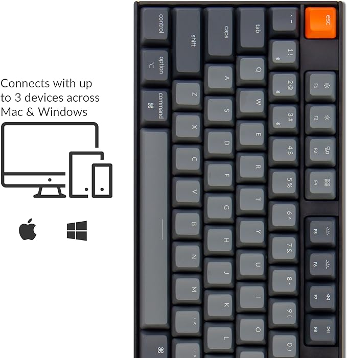 Keychron K10 Full Size 104 Keys Bluetooth Wireless Mechanical Gaming Keyboard for Mac Windows with Keychron Super Brown Switch, Multitasking/White LED Backlight/USB C Wired Computer Keyboard - Image 2